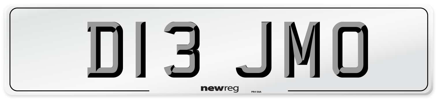 D13 JMO Number Plate from New Reg